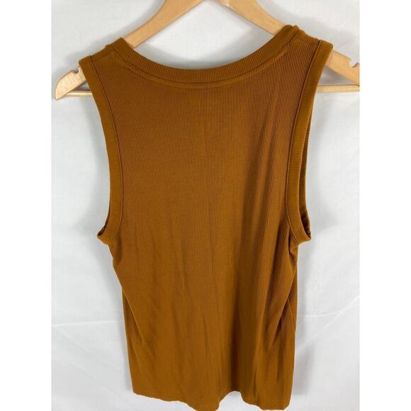 Nine West Soft Spun Dark Orange Brown Ribbed Tank Size Large - Picture 6 of 6